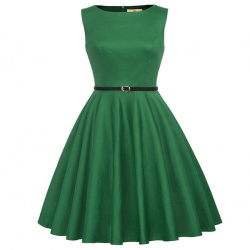 Зеленое платье с юбкой солнце